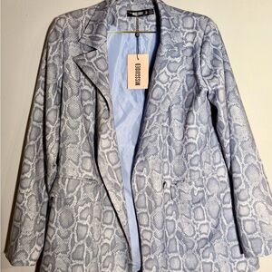 Missguided Blue Blazer Snake Print Jacket
